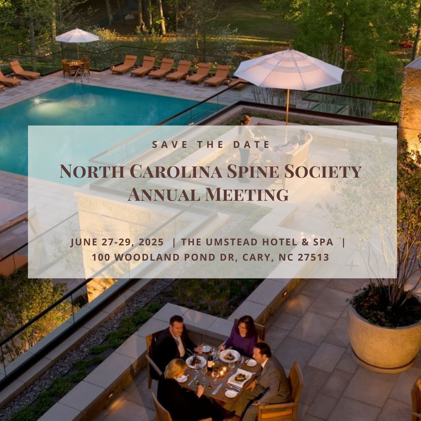 Save the date for the 2025 NCSS Annual meeting - June 27-29 at the Umstead Hotel in Cary, NC 