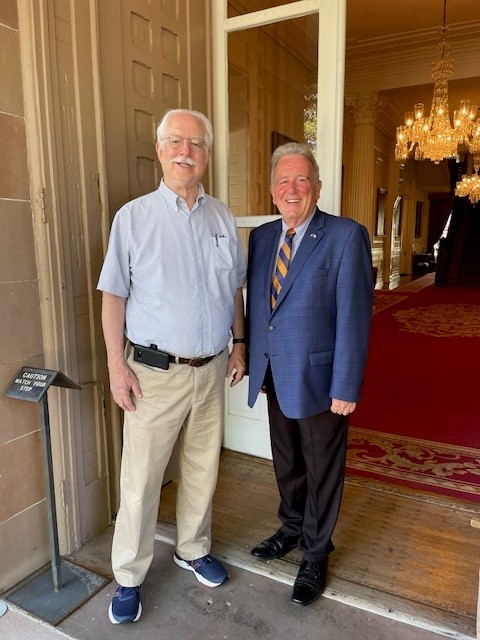 Dr. Ted Kunstling and David Robinson meet at the Executive Mansion to plan the 120th WCMS Anniversary Celebration
