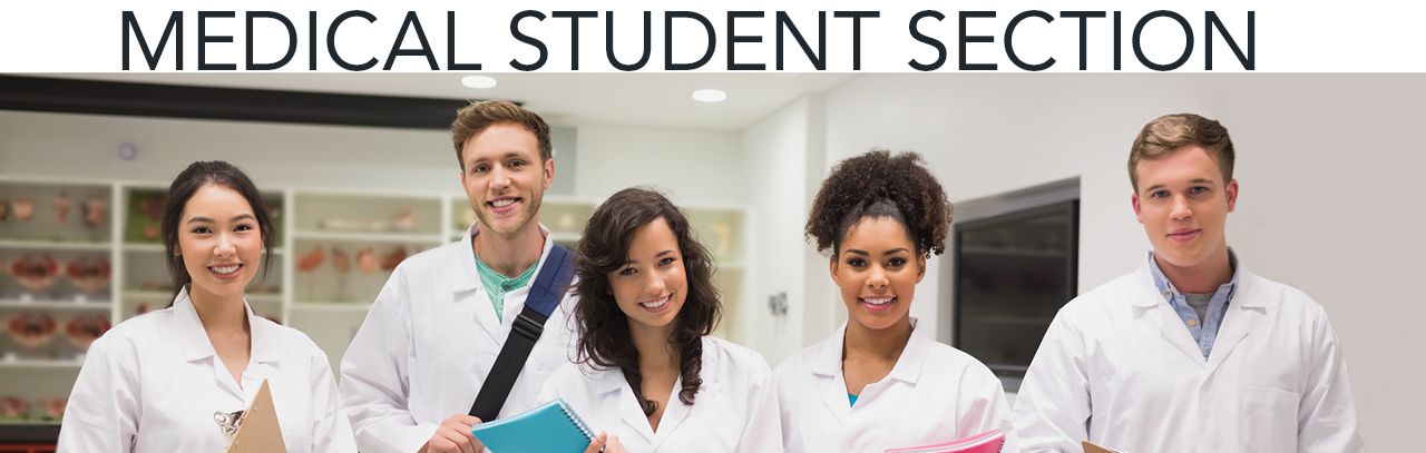 Medical Student Section header featuring 5 students