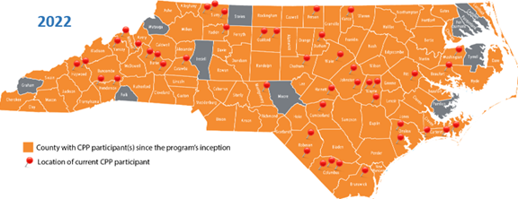 Orange map - CPP Counties and pins 2022