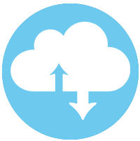 icon of a cloud with arrows pointing up and down