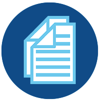 icon of two papers on a blue circle
